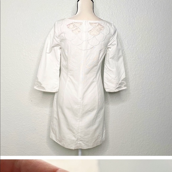 LILLY PULITZER WHITE COTTON DRESS WITH MESH CUTOUTS SZ 4 - Picture 8 of 10